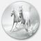 Designart - Running White Horses' Ultra Glossy Animal Oversized Metal Circle Wall Art